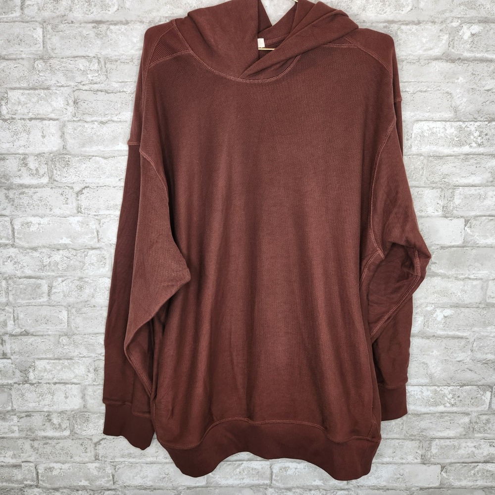 Everlane Hoodie Organic Cotton Textured Knit Burgundy Minimalist Casual Size M